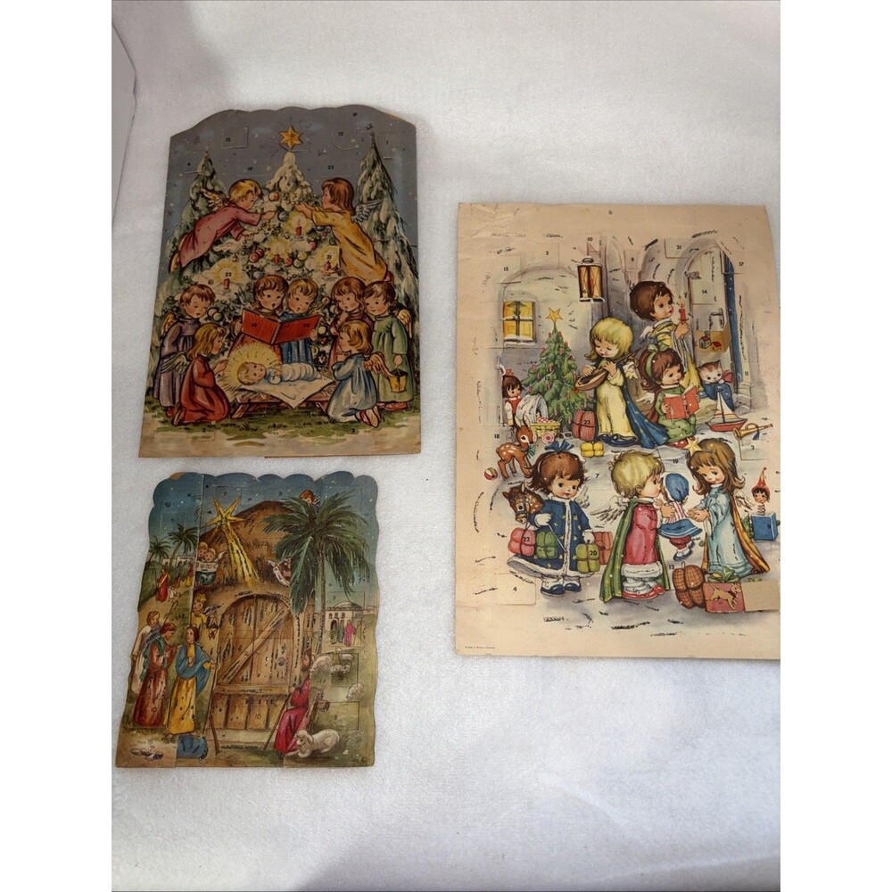Vintage Advent Calendar Lot Western Germany Ephemera Lot Of Three Christmas1960s